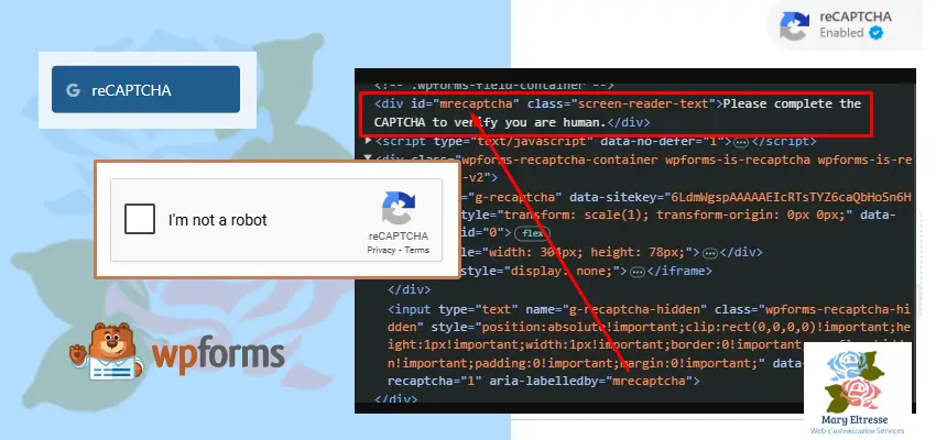 How to add label to WP Forms Google Recaptcha(V2)